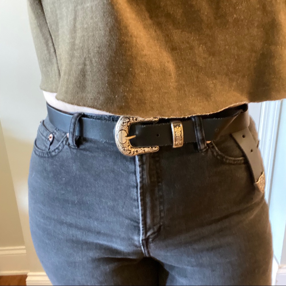 Black and Silver Western Belt